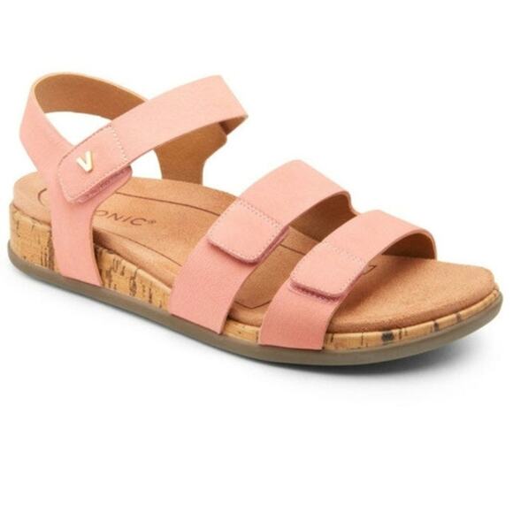 Vionic Colleen Coral Nubuck Pink Ankle Strap Sandals, Womens Size 9.5, NEW $130 - Picture 1 of 12